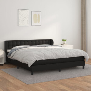 vidaXL Boxspring met matras kunstleer zwart 180x200 cm