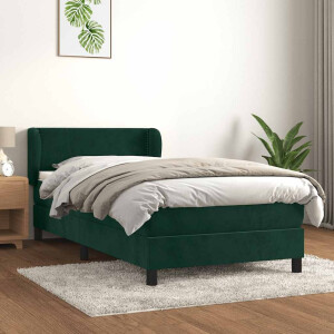 vidaXL Boxspring met matras fluweel donkergroen 100x200 cm