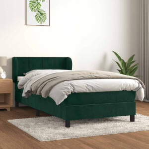 vidaXL Boxspring met matras fluweel donkergroen 90x190 cm
