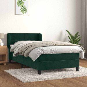 vidaXL Boxspring met matras fluweel donkergroen 100x200 cm