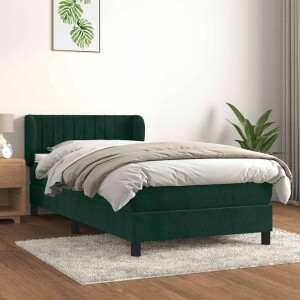 vidaXL Boxspring met matras fluweel donkergroen 90x190 cm