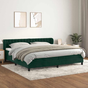 vidaXL Boxspring met matras fluweel donkergroen 200x200 cm