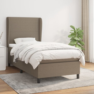 vidaXL Boxspring met matras stof taupe 90x200 cm