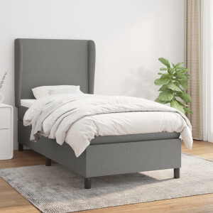vidaXL Boxspring met matras stof donkergrijs 100x200 cm