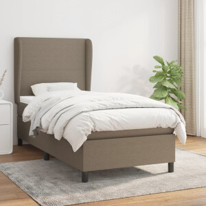 vidaXL Boxspring met matras stof taupe 100x200 cm