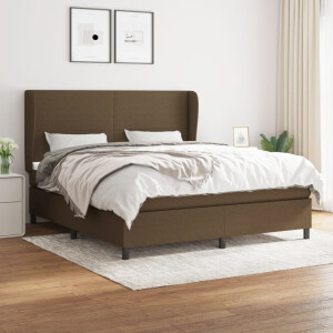 vidaXL Boxspring met matras stof donkerbruin 160x200 cm