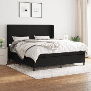 vidaXL Boxspring met matras stof zwart 180x200 cm