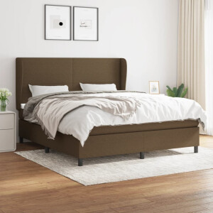 vidaXL Boxspring met matras stof donkerbruin 180x200 cm