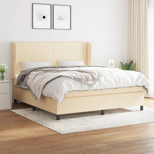 vidaXL Boxspring met matras stof crèmekleurig 180x200 cm