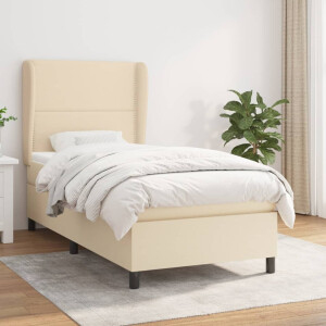 vidaXL Boxspring met matras stof crèmekleurig 100x200 cm