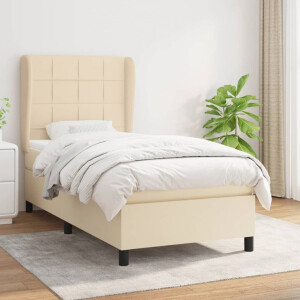 vidaXL Boxspring met matras stof crèmekleurig 80x200 cm