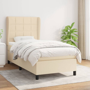 vidaXL Boxspring met matras stof crèmekleurig 90x190 cm