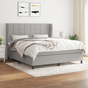 vidaXL Boxspring met matras stof lichtgrijs 180x200 cm