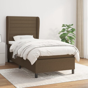 vidaXL Boxspring met matras stof donkerbruin 90x200 cm