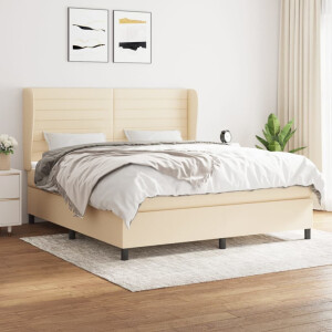 vidaXL Boxspring met matras stof crèmekleurig 180x200 cm