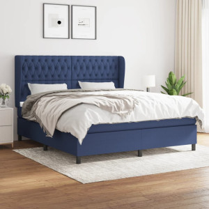 vidaXL Boxspring met matras stof blauw 180x200 cm