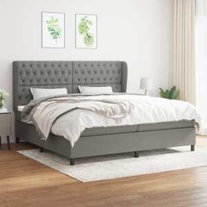 vidaXL Boxspring met matras stof donkergrijs 200x200 cm