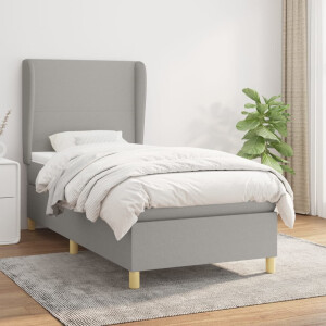 vidaXL Boxspring met matras stof lichtgrijs 100x200 cm