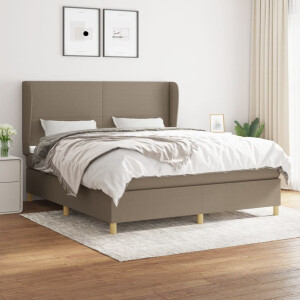 vidaXL Boxspring met matras stof taupe 160x200 cm