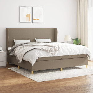 vidaXL Boxspring met matras stof taupe 200x200 cm
