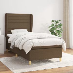 vidaXL Boxspring met matras stof donkerbruin 90x200 cm