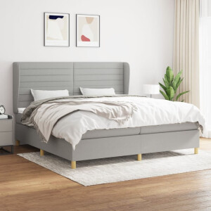 vidaXL Boxspring met matras stof lichtgrijs 200x200 cm