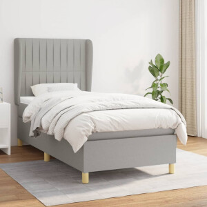 vidaXL Boxspring met matras stof lichtgrijs 90x200 cm