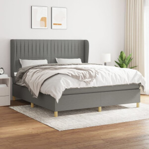 vidaXL Boxspring met matras stof donkergrijs 180x200 cm