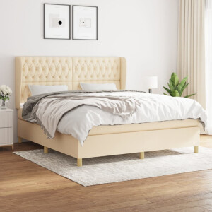 vidaXL Boxspring met matras stof crèmekleurig 180x200 cm