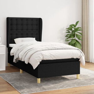 vidaXL Boxspring met matras stof zwart 100x200 cm