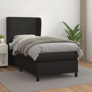 vidaXL Boxspring met matras kunstleer zwart 80x200 cm