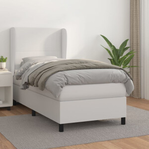 vidaXL Boxspring met matras kunstleer wit 90x190 cm