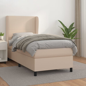 vidaXL Boxspring met matras kunstleer cappuccinokleurig 90x190 cm