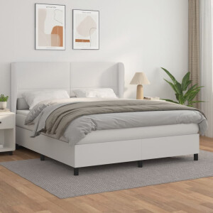 vidaXL Boxspring met matras kunstleer wit 160x200 cm