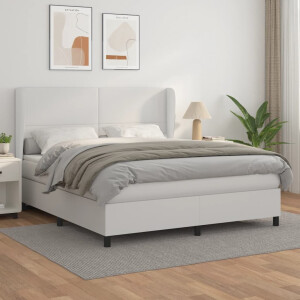 vidaXL Boxspring met matras kunstleer wit 180x200 cm