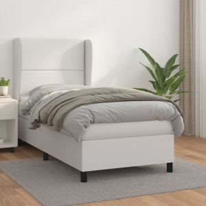 vidaXL Boxspring met matras kunstleer wit 90x190 cm