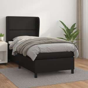 vidaXL Boxspring met matras kunstleer zwart 100x200 cm