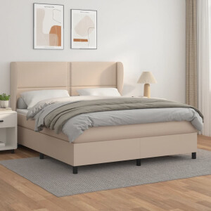 vidaXL Boxspring met matras kunstleer cappuccinokleurig 180x200 cm