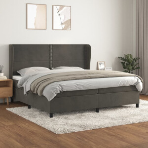 vidaXL Boxspring met matras fluweel donkergrijs 200x200 cm