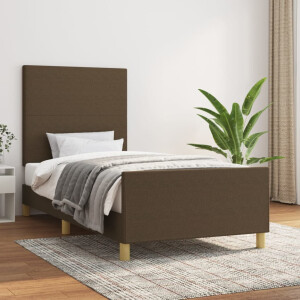 vidaXL Bedframe zonder matras 90x190 cm stof donkerbruin