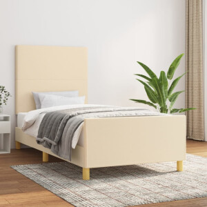 vidaXL Bedframe zonder matras 90x190 cm stof crèmekleurig