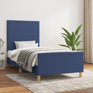 vidaXL Bedframe zonder matras 90x190 cm stof blauw