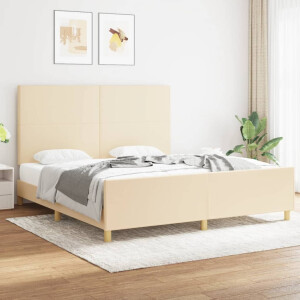 vidaXL Bedframe zonder matras stof crèmekleurig 180x200 cm
