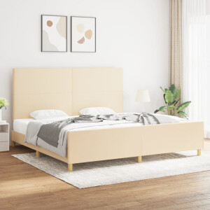 vidaXL Bedframe zonder matras stof crèmekleurig 200x200 cm