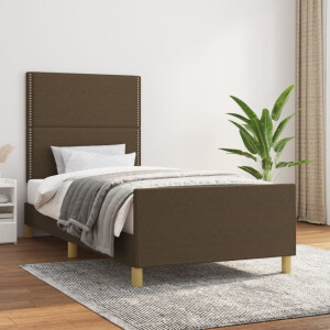 vidaXL Bedframe zonder matras 90x190 cm stof donkerbruin