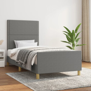 vidaXL Bedframe zonder matras 90x200 cm stof donkergrijs