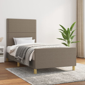 vidaXL Bedframe zonder matras 90x200 cm stof taupe