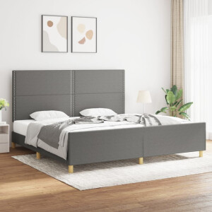vidaXL Bedframe zonder matras stof donkergrijs 200x200 cm