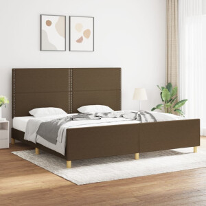 vidaXL Bedframe zonder matras stof donkerbruin 200x200 cm