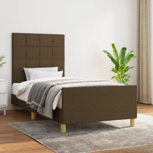vidaXL Bedframe zonder matras 90x190 cm stof donkerbruin